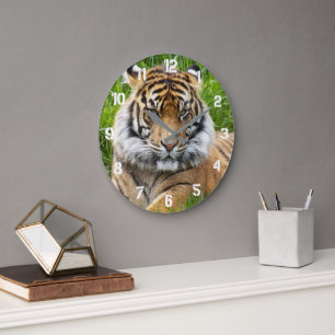 Sumatran Tiger Wildlife Foto Große Wanduhr