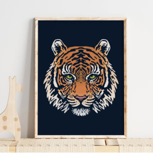 Sumatran Tiger Wildlife Orange Print   Tiger Print Poster