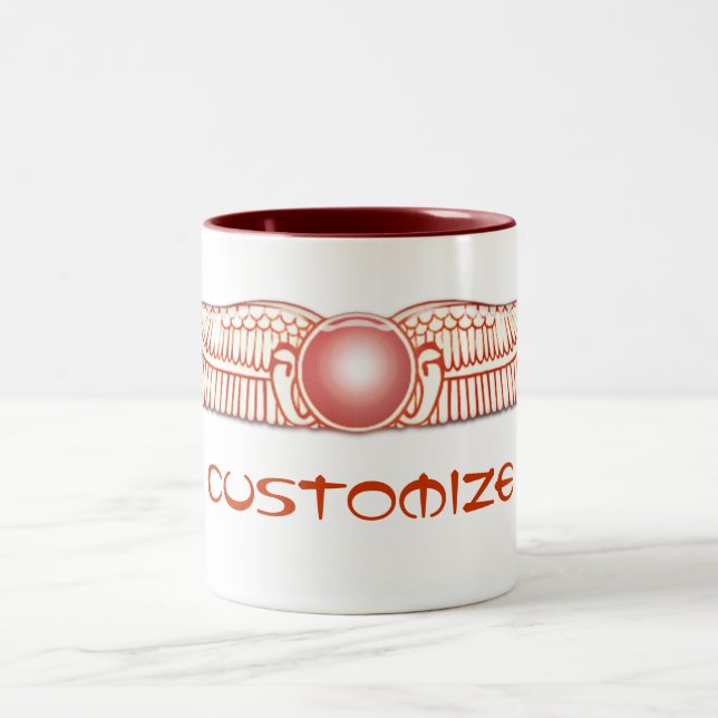 Sumerische Anunnaki Winged Sun-Scheibe Zweifarbige Tasse (Mittel)