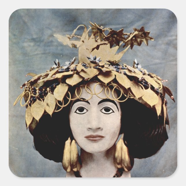 Sumerische Kopfbedeckung getragen von Queen Shub-a Quadratischer Aufkleber (Vorderseite)