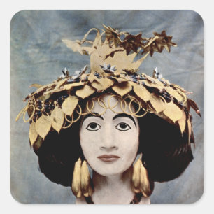 Sumerische Kopfbedeckung getragen von Queen Shub-a Quadratischer Aufkleber