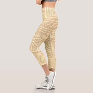 Sumerischer Mesopotamian-Muster-Filtercreme Capri Leggings
