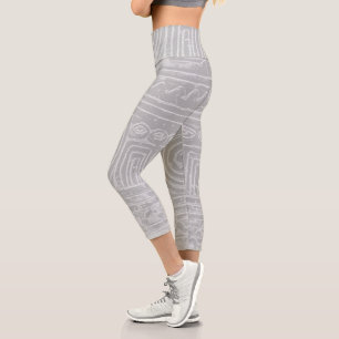 Sumerischer Mesopotamian Muster Grau Filter Capri Leggings