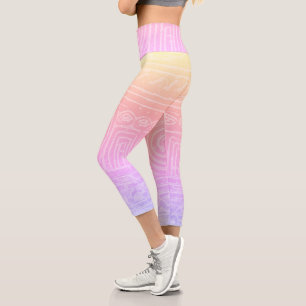 Sumerisches Mesopotamian-Muster rosa Capri Leggings