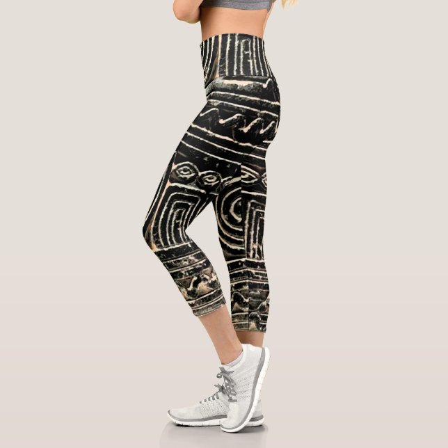 Sumerisches mesopotamisches Muster Capri Leggings (Links)