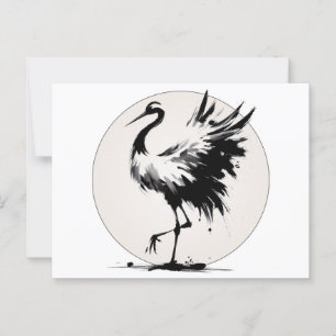 Sumi-e-Crane-Karte Postkarte