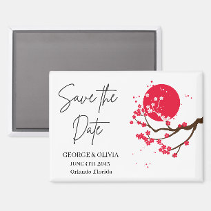Sumi-e Kirschblüten-Hochzeit Termin-Vorankündigung Magnet
