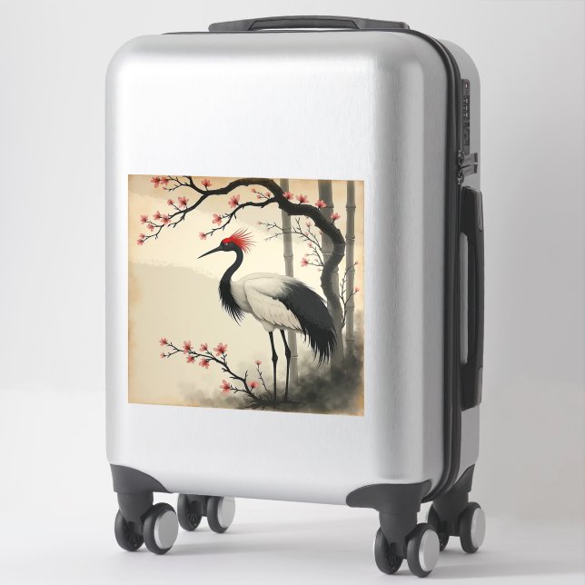 Sumi-E Red-Crowned Crane Vinyl Sticker (Koffer)