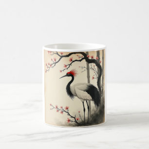 Sumi-E Rotkronen-Kranich-Tasse Kaffeetasse