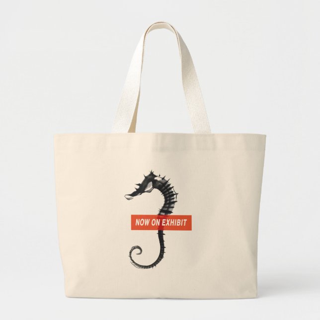 SUMI-e-Tasche-Seepferd Jumbo Stoffbeutel (Vorne)