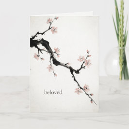 Sumi-E-Tinte | Kirschblüte | Benutzerdefiniertes V Feiertagskarte