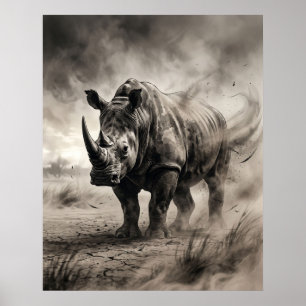 Sumi Rhino Staub-Sturm Poster