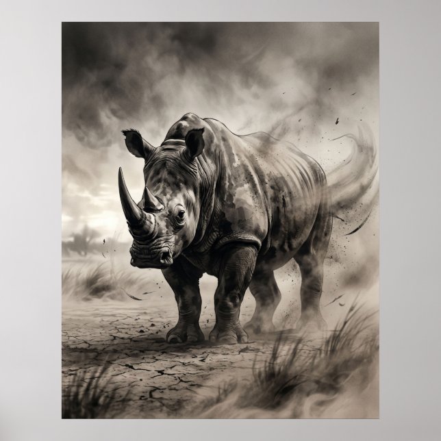 Sumi Rhino Staub-Sturm Poster (Vorne)