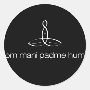 Summen OM Mani Padme - weiße regelmäßige Art Runder Aufkleber