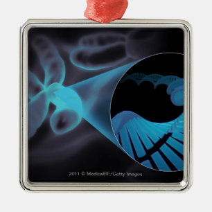 Summen Sie herein von einem DNS-Strang in einem Ornament Aus Metall