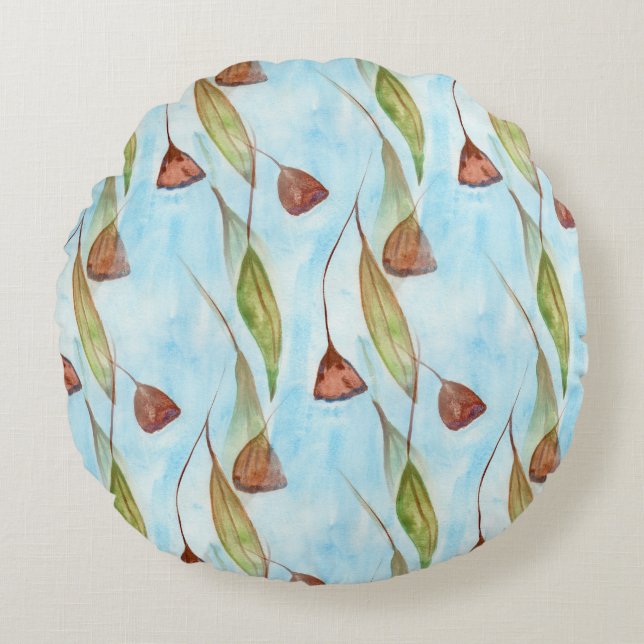 Summen und Blätter Rundes Kissen (Vorderseite)