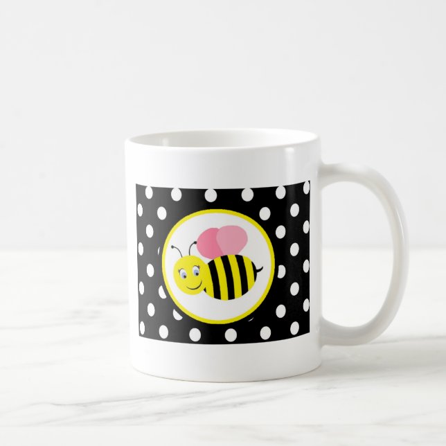 Summende Hummel-Biene - Rosa/Schwarzes Kaffeetasse (Rechts)