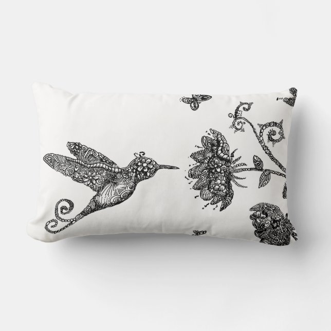 Summenvogel-Gekritzel-Kunst Lendenkissen (Vorderseite)