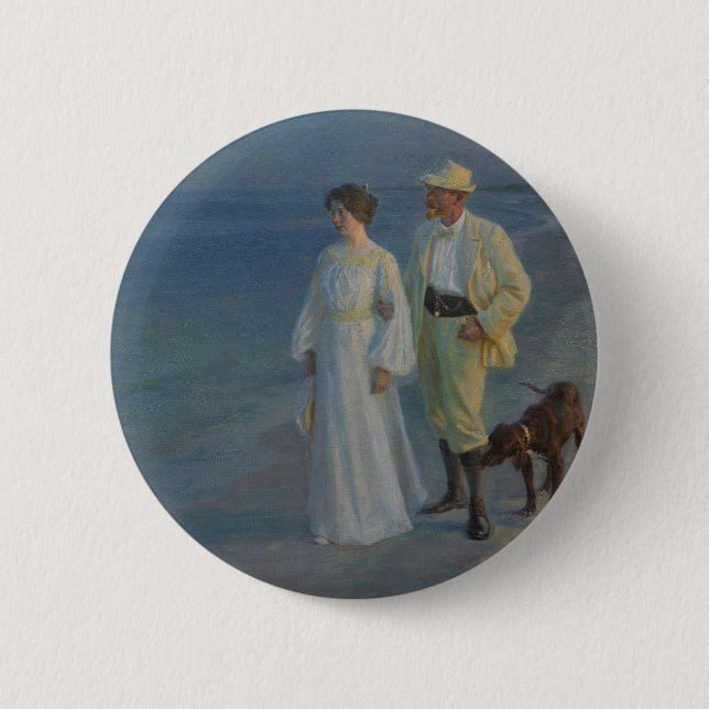 Summer Abend am Skagen Beach Button (Vorderseite)