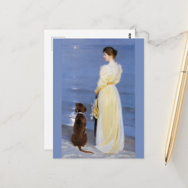 Summer Abend in Skagen, P.S.Krøyer, Art Postkarte (Vorderseite/Rückseite Beispiel)