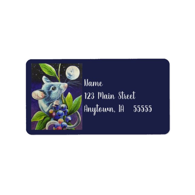 Summer Abend Mouse Moon & Berries Adressaufkleber (Vorne)