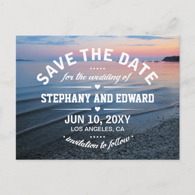 Summer Abend Sunset Sea Save the Date Postkarte (Vorderseite)
