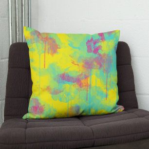 Summer abstract Colorful fun Watercolor splatters Kissen