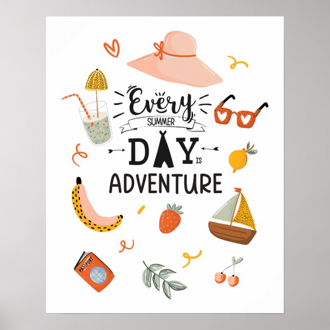 Summer Adventure Quote Colorful Kids Kinderzimmer Poster (Vorne)