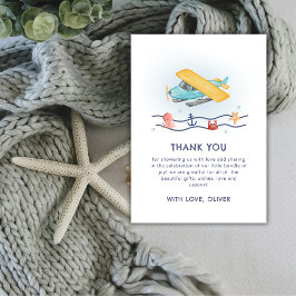 Summer Adventure Sea Airplane Baby Shower Dankeskarte