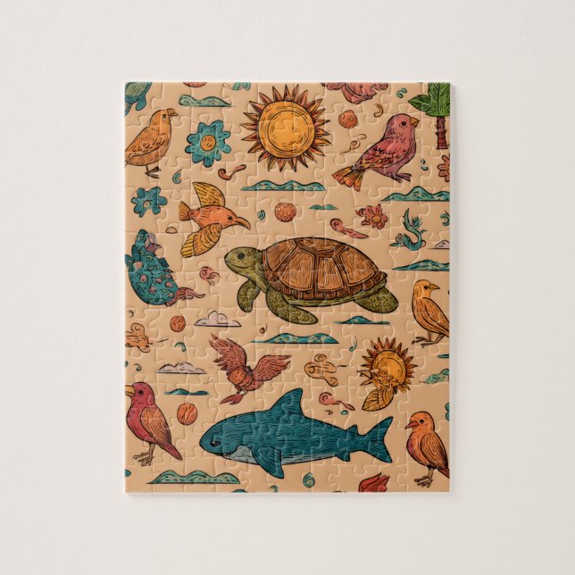 Summer Animals Beach Puzzle Gift (Vertikal)