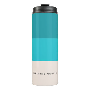 Summer Aqua Blue Beach Vibe Horizontaler Streifen Thermosbecher