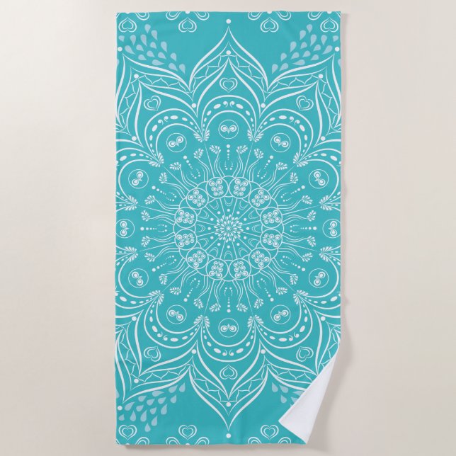 Summer Aquamarin Mandala Strandtuch (Vorderseite)