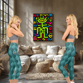 Summer Aquamarin Wave Muster: Benutzerdefinierter Capri Leggings