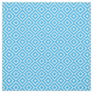 Summer Azure Blue Ikat Diamond Squares Muster Stoff