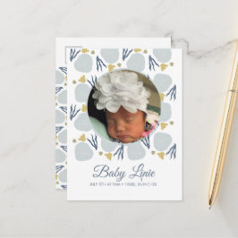 Summer Baby Beach Thema Border Foto Birth Announc Ankündigungspostkarte