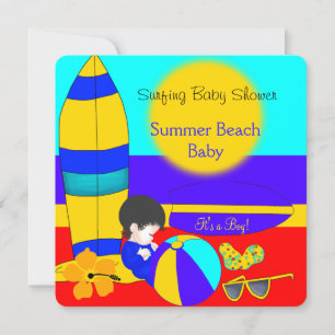 Summer Baby Shower Boy Beach Baby Surfbaby Baby 3 Einladung