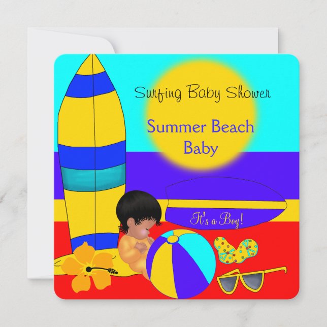 Summer Baby Shower Boy Beach Baby Surfbaby Einladung (Vorderseite)