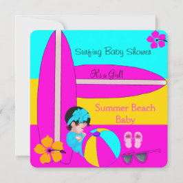 Summer Baby Shower Girl Beach Baby Surfbaby 5 Einladung