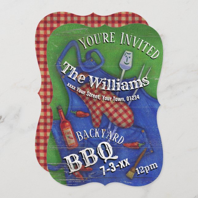 Summer Backyard GRILLEN Party Einladung (Vorne/Hinten)
