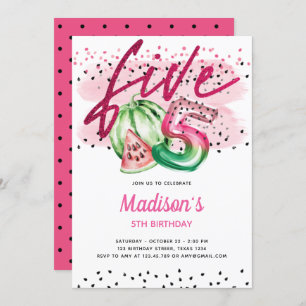 Summer Balloon Letters Melon 5. Geburtstag Einladung