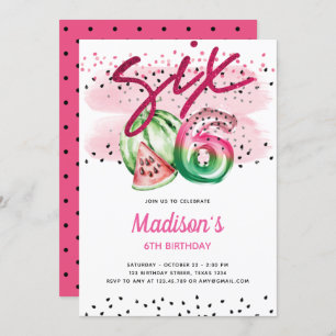 Summer Balloon Letters Melon 6. Geburtstag Einladung