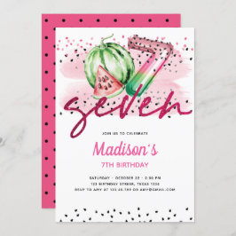 Summer Balloon Letters Melon 7. Geburtstag Einladung