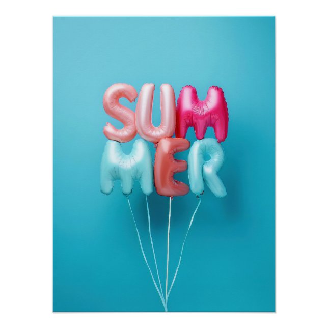 Summer Balloons - Bright and Cheerful Typography Poster (Vorderseite)