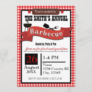 Summer Barbecue GRILLEN Gingham Cookout Einladung