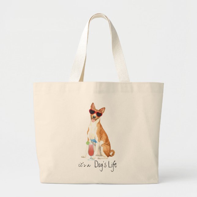 Summer Basenji Large Toto Bag Jumbo Stoffbeutel (Vorne)