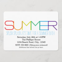 SUMMER Bash Typografie Rainbow Party Einladungen