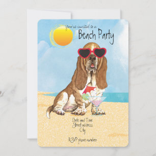 Summer Basset Hound Beach Party Einladung