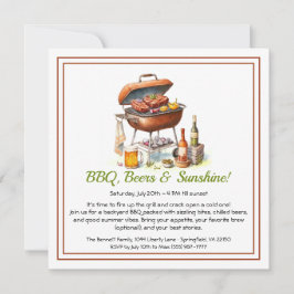 Summer BBQ & Beer Party Invitation – Backyard Cook Feiertagskarte