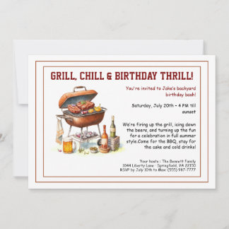 Summer BBQ Birthday Invitation with Beer Backyard  Einladung