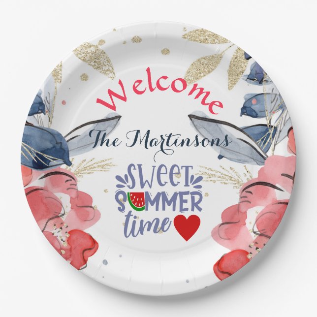 Summer BBQ Picnic Personalized  Pappteller (Vorderseite)